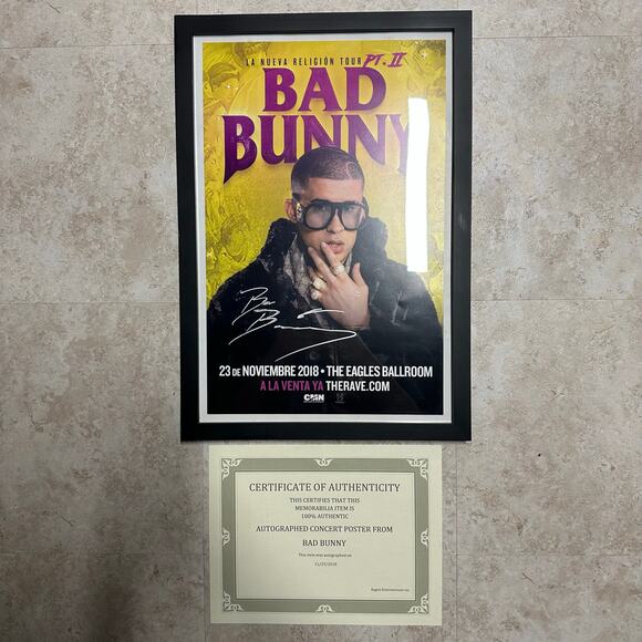 2018 Bad Bunny La Nueva Religion Tour Pt. II Signed Autographed Poster COA - Picture 1 of 5